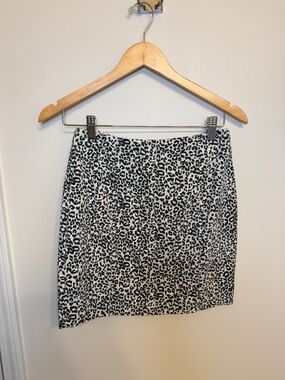 audrey Black and White Leopard Print Mini Skirt